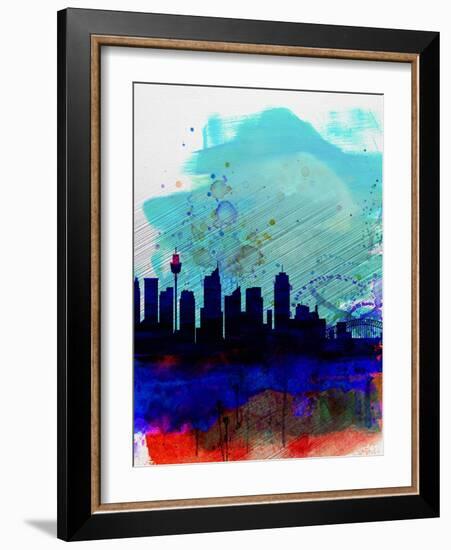 Sydney Watercolor Skyline-NaxArt-Framed Art Print