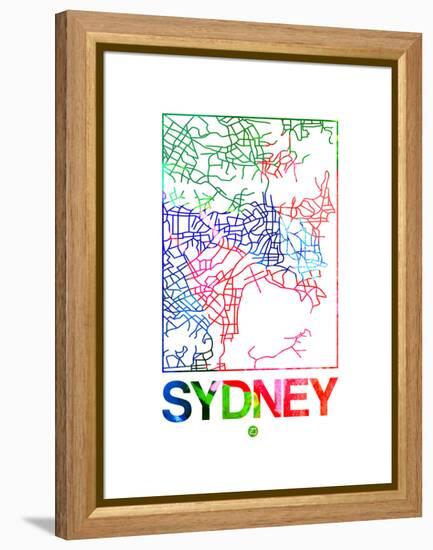 Sydney Watercolor Street Map-NaxArt-Framed Stretched Canvas