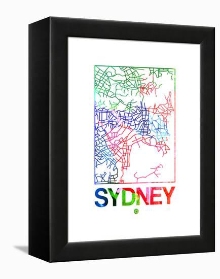 Sydney Watercolor Street Map-NaxArt-Framed Stretched Canvas