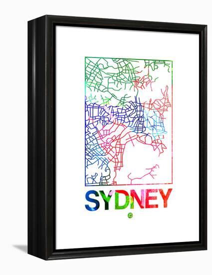 Sydney Watercolor Street Map-NaxArt-Framed Stretched Canvas