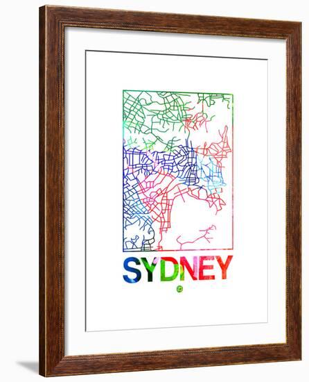 Sydney Watercolor Street Map-NaxArt-Framed Art Print