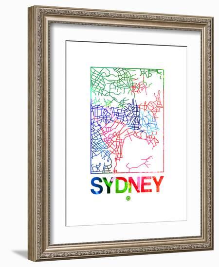 Sydney Watercolor Street Map-NaxArt-Framed Art Print