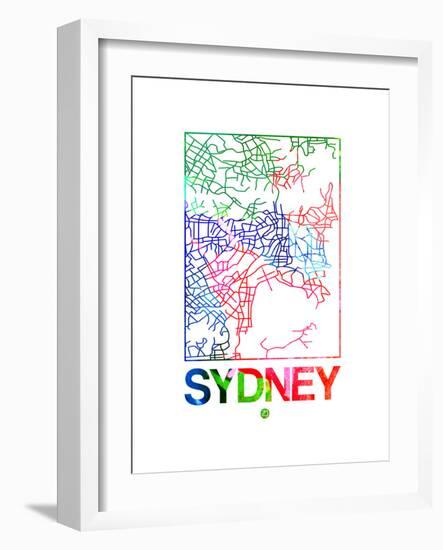 Sydney Watercolor Street Map-NaxArt-Framed Art Print