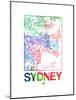 Sydney Watercolor Street Map-NaxArt-Mounted Art Print