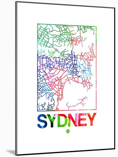 Sydney Watercolor Street Map-NaxArt-Mounted Art Print