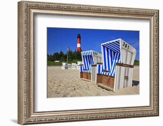 Sylt, Beach Chairs with Lighthouse on the East Beach of Hšrnum-Uwe Steffens-Framed Photographic Print