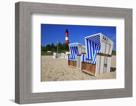 Sylt, Beach Chairs with Lighthouse on the East Beach of Hšrnum-Uwe Steffens-Framed Photographic Print
