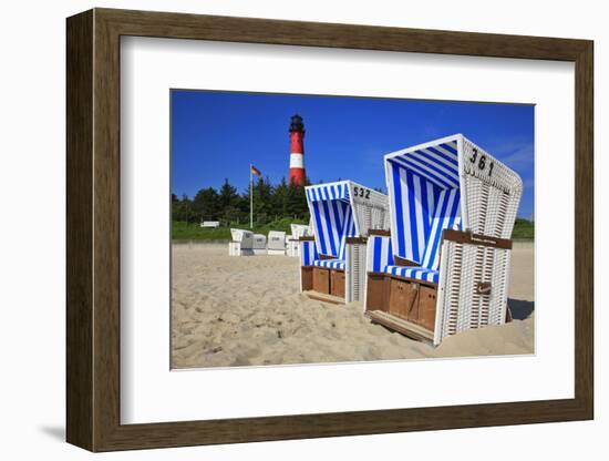 Sylt, Beach Chairs with Lighthouse on the East Beach of Hšrnum-Uwe Steffens-Framed Photographic Print