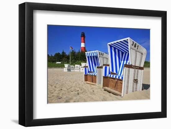 Sylt, Beach Chairs with Lighthouse on the East Beach of Hšrnum-Uwe Steffens-Framed Photographic Print