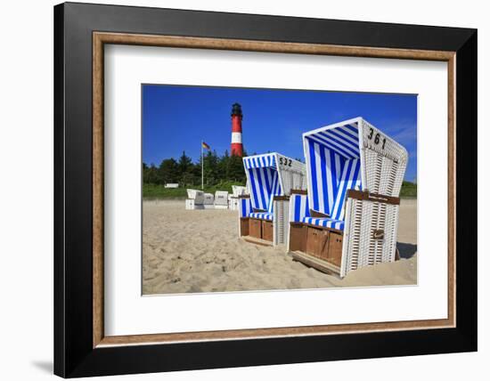 Sylt, Beach Chairs with Lighthouse on the East Beach of Hšrnum-Uwe Steffens-Framed Photographic Print