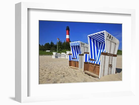 Sylt, Beach Chairs with Lighthouse on the East Beach of Hšrnum-Uwe Steffens-Framed Photographic Print