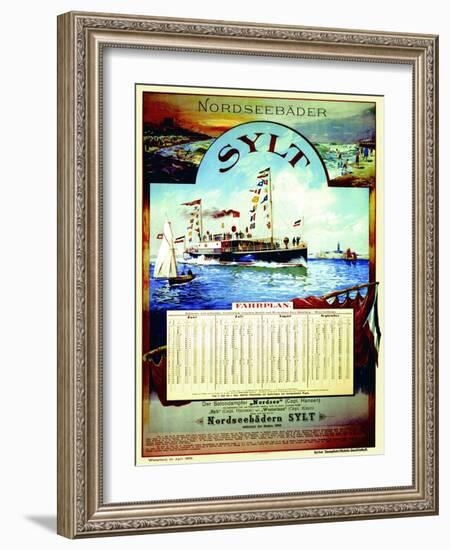 Sylt', Poster Advertising the Sylt Steamship Company, 1899-German School-Framed Giclee Print