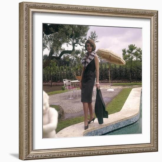 Sylva Koscina Posing Near a Swimming Pool-Marisa Rastellini-Framed Photographic Print