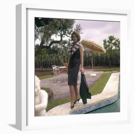 Sylva Koscina Posing Near a Swimming Pool-Marisa Rastellini-Framed Photographic Print