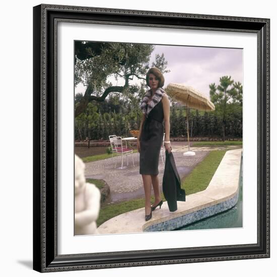 Sylva Koscina Posing Near a Swimming Pool-Marisa Rastellini-Framed Photographic Print