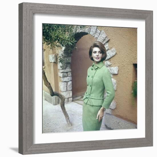 Sylva Koscina Wearing a Green Suit-Marisa Rastellini-Framed Photographic Print