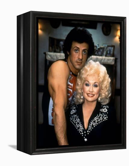 Sylvester Stallone and Dolly Parton RHINESTONE, 1984 directed by BOB CLARK (photo)-null-Framed Stretched Canvas