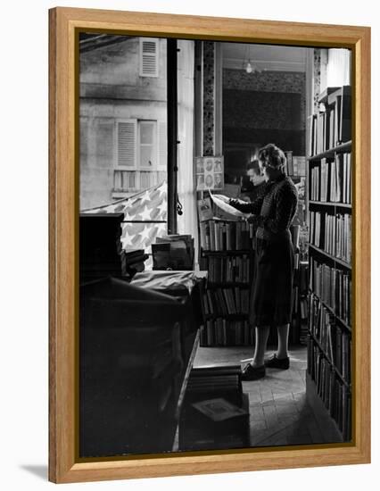 Sylvia Beach in Upstairs Apartment Where She Hid Her Books During German Occupation-David Scherman-Framed Premier Image Canvas