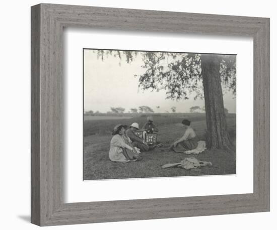 Sylvia Brooke, Arthur Brodrick and Judy Smith at Prince Obaidullah's Picnic, January 1912-English Photographer-Framed Photographic Print