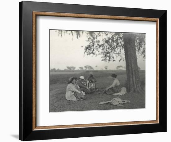 Sylvia Brooke, Arthur Brodrick and Judy Smith at Prince Obaidullah's Picnic, January 1912-English Photographer-Framed Photographic Print