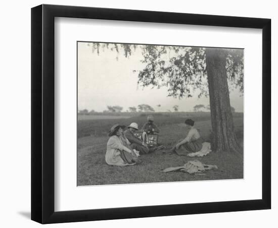 Sylvia Brooke, Arthur Brodrick and Judy Smith at Prince Obaidullah's Picnic, January 1912-English Photographer-Framed Photographic Print