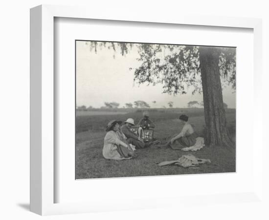 Sylvia Brooke, Arthur Brodrick and Judy Smith at Prince Obaidullah's Picnic, January 1912-English Photographer-Framed Photographic Print