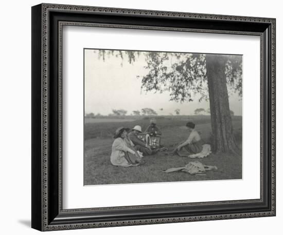 Sylvia Brooke, Arthur Brodrick and Judy Smith at Prince Obaidullah's Picnic, January 1912-English Photographer-Framed Photographic Print