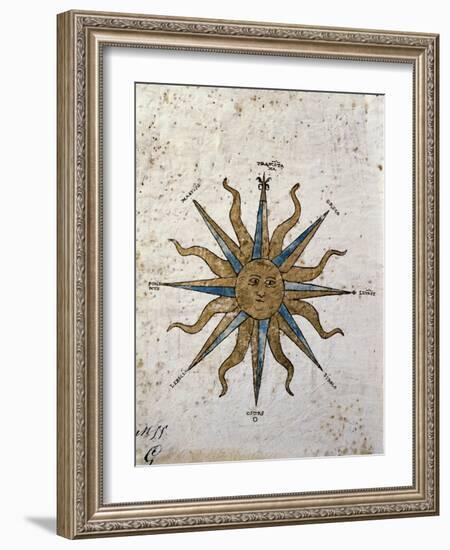 Symbol of the Sun with Inlaid Rose Compass, from the Nautical Maps Atlas-null-Framed Giclee Print