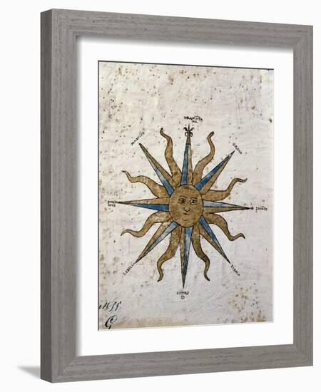 Symbol of the Sun with Inlaid Rose Compass, from the Nautical Maps Atlas-null-Framed Giclee Print