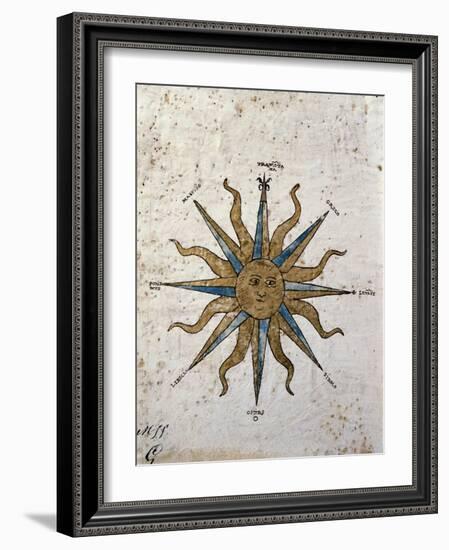 Symbol of the Sun with Inlaid Rose Compass, from the Nautical Maps Atlas-null-Framed Giclee Print