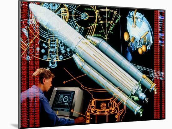 Symbolic Image Depicting Use of CAD In Ariane 5-David Parker-Mounted Photographic Print