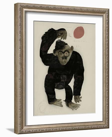 Symbolic Image of a Monkey that Throws a Basketball Ball-Dmitriip-Framed Art Print