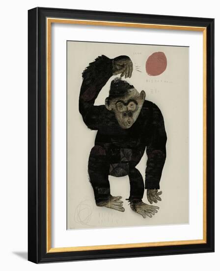 Symbolic Image of a Monkey that Throws a Basketball Ball-Dmitriip-Framed Art Print