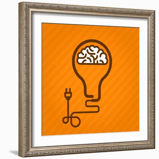 Symbolic Light Bulb with Brain inside and Electric Plug-AnnSunnyDay-Framed Premium Giclee Print