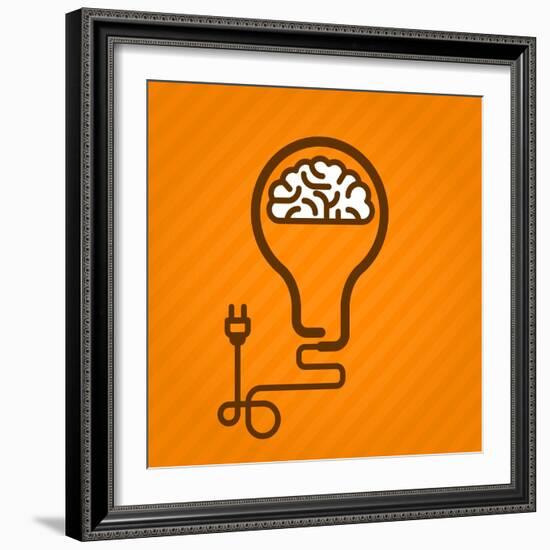 Symbolic Light Bulb with Brain inside and Electric Plug-AnnSunnyDay-Framed Premium Giclee Print