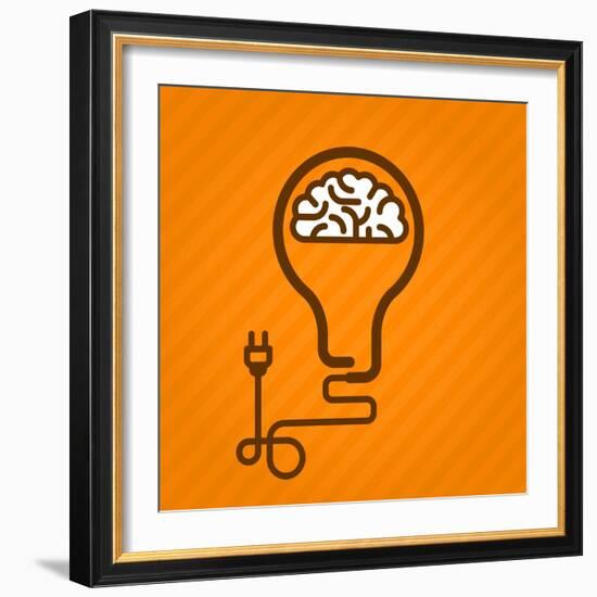 Symbolic Light Bulb with Brain inside and Electric Plug-AnnSunnyDay-Framed Premium Giclee Print