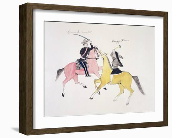 Symbolic Portrayal of the Conflict Between the Indians and the Whites-Kills Two-Framed Giclee Print