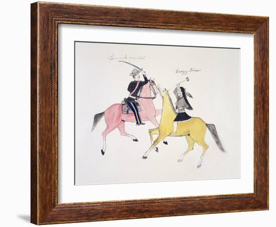 Symbolic Portrayal of the Conflict Between the Indians and the Whites-Kills Two-Framed Giclee Print