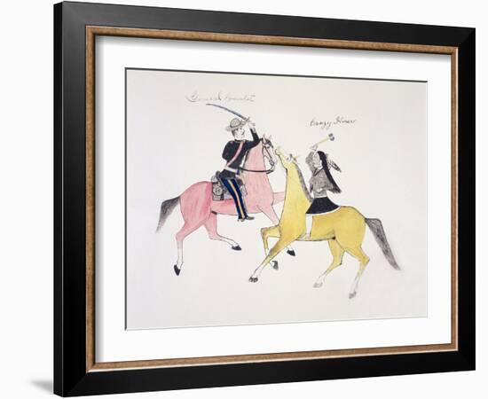Symbolic Portrayal of the Conflict Between the Indians and the Whites-Kills Two-Framed Giclee Print