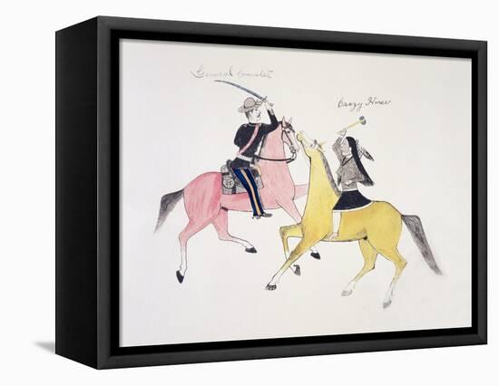 Symbolic Portrayal of the Conflict Between the Indians and the Whites-Kills Two-Framed Premier Image Canvas