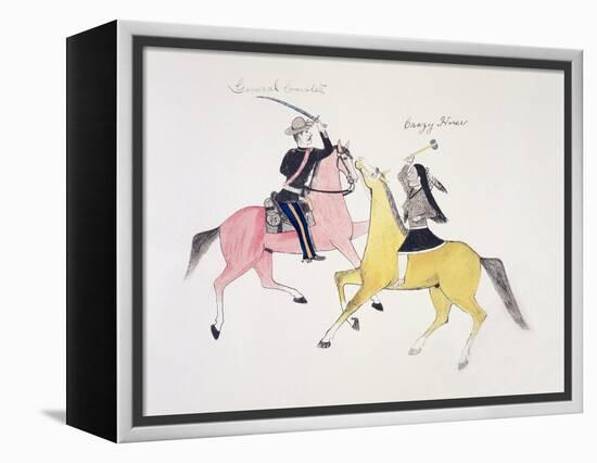 Symbolic Portrayal of the Conflict Between the Indians and the Whites-Kills Two-Framed Premier Image Canvas