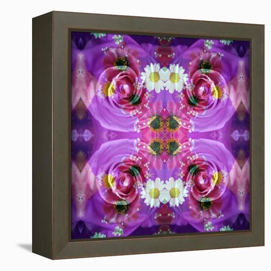 Symmetric Floral Montage of Rose Blossoms with Meadow Flowers-Alaya Gadeh-Framed Premier Image Canvas