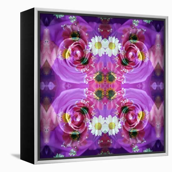 Symmetric Floral Montage of Rose Blossoms with Meadow Flowers-Alaya Gadeh-Framed Premier Image Canvas