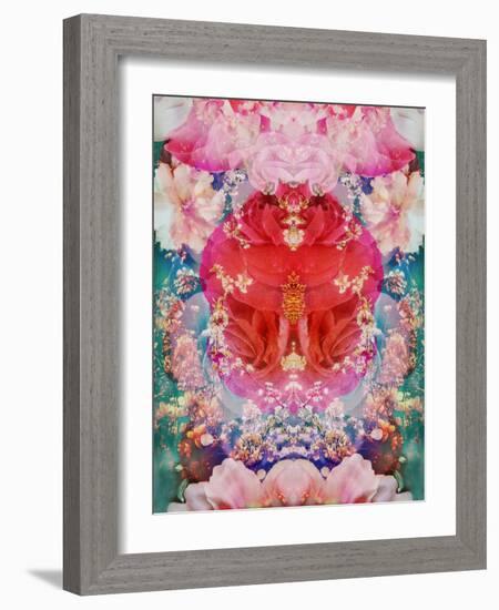 Symmetric Floral Montage with Red Blooming Rose Blossom, Cherry Blossoms and Spring Trees-Alaya Gadeh-Framed Photographic Print