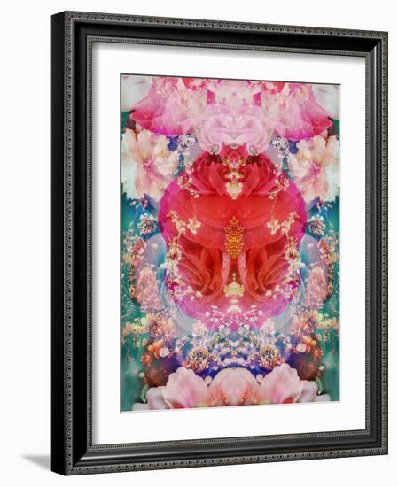 Symmetric Floral Montage with Red Blooming Rose Blossom, Cherry Blossoms and Spring Trees-Alaya Gadeh-Framed Photographic Print