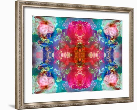 Symmetric Floral Montage with Red Blooming Rose Blossom, Cherry Blossoms and Spring Trees-Alaya Gadeh-Framed Photographic Print