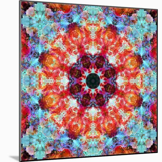 Symmetric Floral Montage with Red Blooming Rose Blossom, Cherry Blossoms and Spring Trees-Alaya Gadeh-Mounted Photographic Print