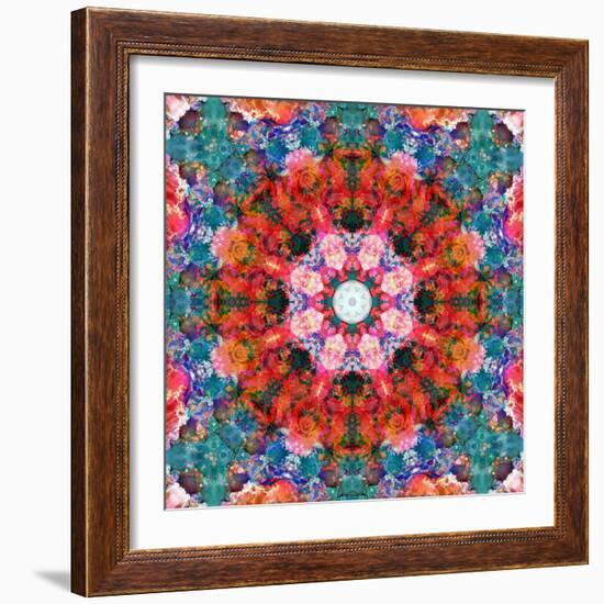 Symmetric Floral Montage with Red Blooming Rose Blossom, Cherry Blossoms and Spring Trees-Alaya Gadeh-Framed Photographic Print