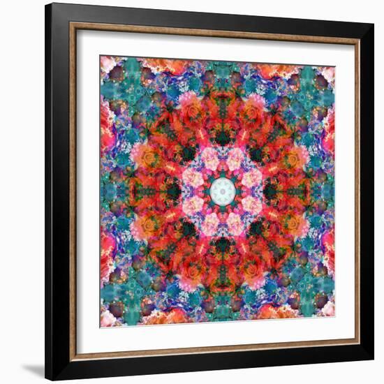 Symmetric Floral Montage with Red Blooming Rose Blossom, Cherry Blossoms and Spring Trees-Alaya Gadeh-Framed Photographic Print