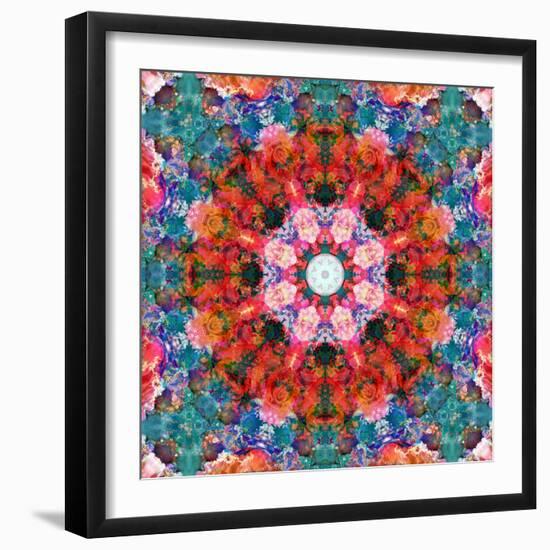 Symmetric Floral Montage with Red Blooming Rose Blossom, Cherry Blossoms and Spring Trees-Alaya Gadeh-Framed Photographic Print